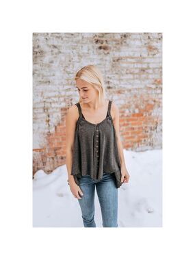 𝅺WE The Free "Dreamweaver" Gray Tank Top Sz Small Womens Free People